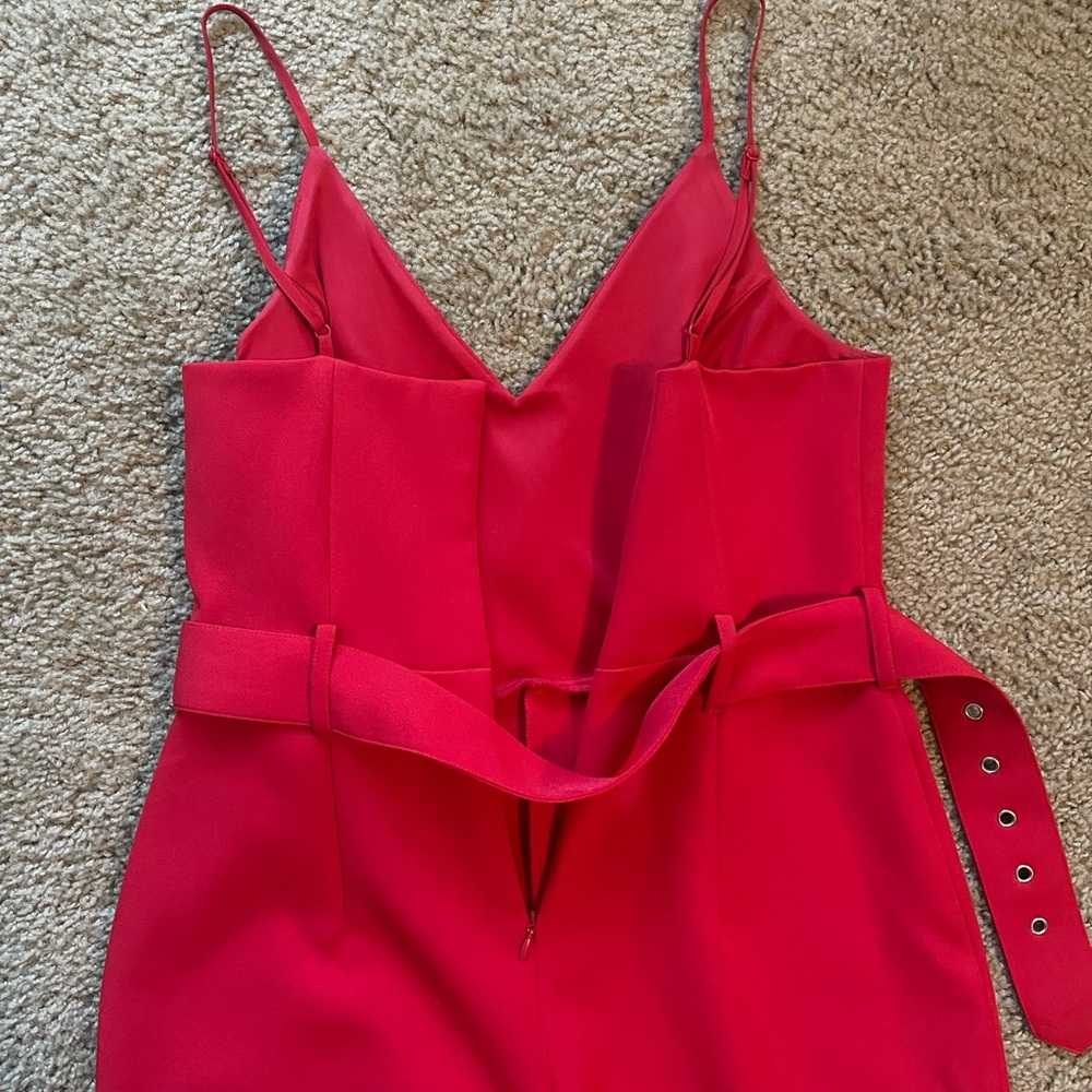 Red Express Jumpsuit With Belt - Picture 5 of 6